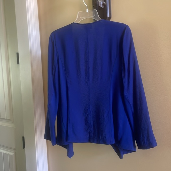 Chico’s Cobalt Blue Offset Asymmetrical Cardigan Sweater W/ Zipper Pockets XS - Picture 8 of 16
